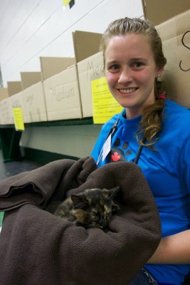 Amanda’s cat seems to enjoy the attention, but not all the feline patients are as appreciative when they wake up to find themselves bundled.